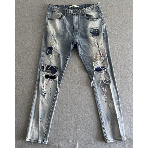 Kloud9 Jeans 36/32 Ripped Denim Neon Paint Splatter Streetwear Urban Hip Hip - Picture 2 of 12